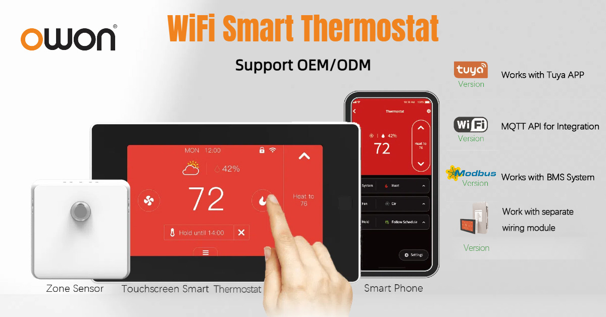 smart wifi touchscreen thermostat with remote sensor for HVAC control system
