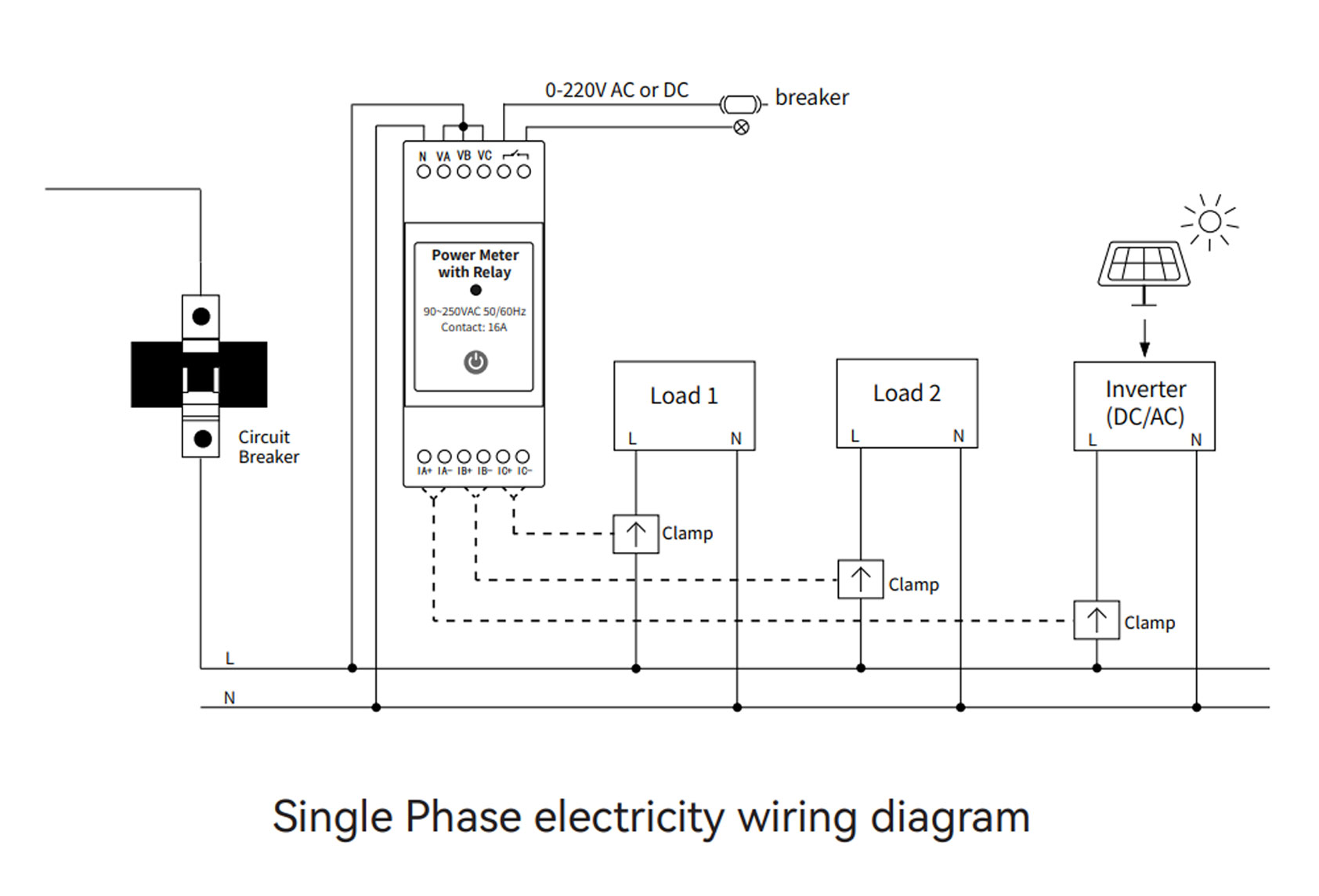 Схема падключэння разумнага лічыльніка энергіі з 3 заціскамі CT